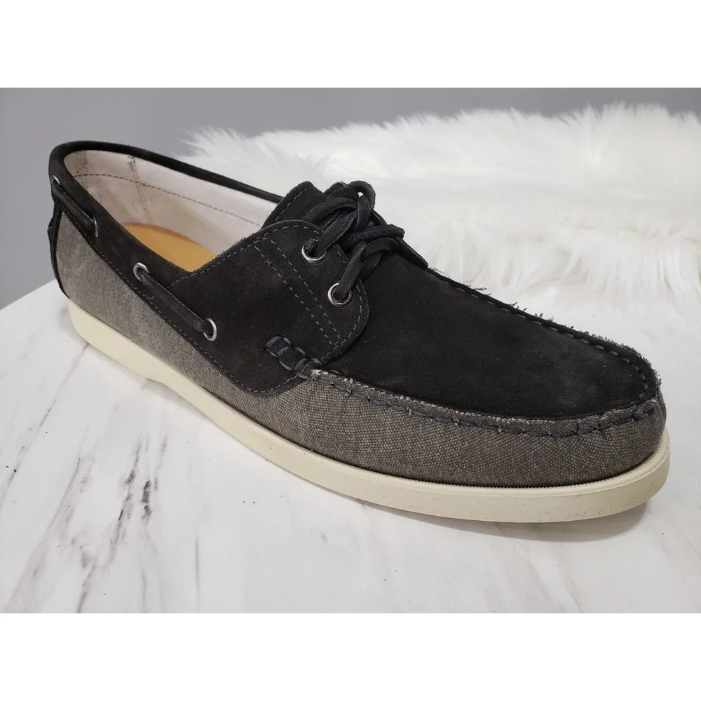 NEW NO BOX Stefano Bonfiglioli Italian Suede Loafers Black SIZE 45 boat‎ shoes